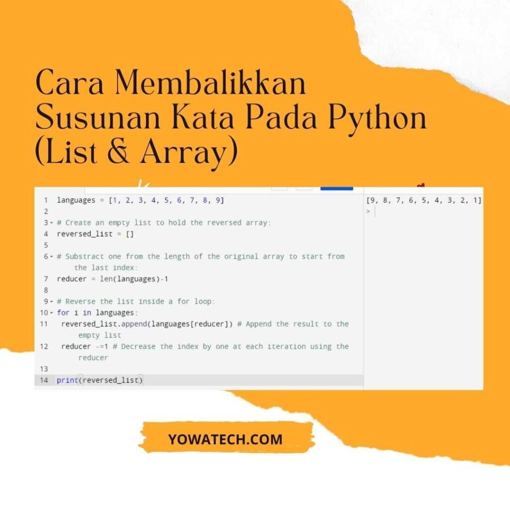 Cara Membalikkan Susunan Kata Pada Python List Array Yowatech